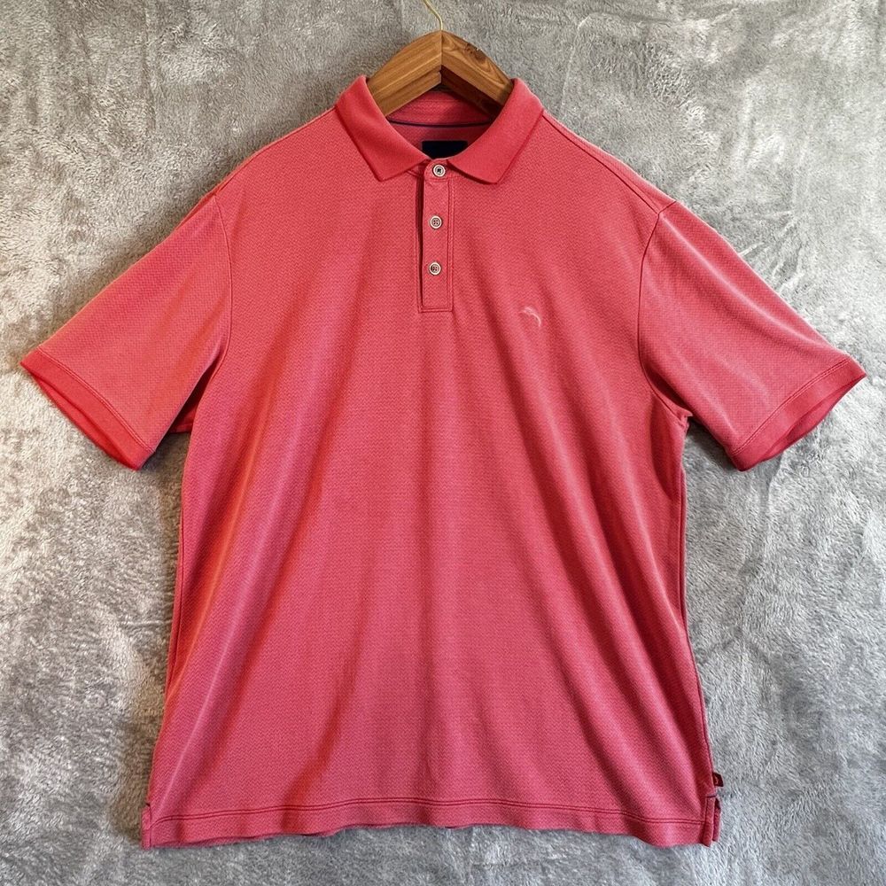 Tommy Bahama Modal Blend Polo Shirt Mens XL Red Herringbone Beach Preppy Casual
